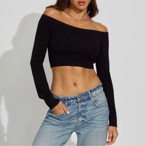 Garage Black Off Shoulder Micro Women's Crop Top
